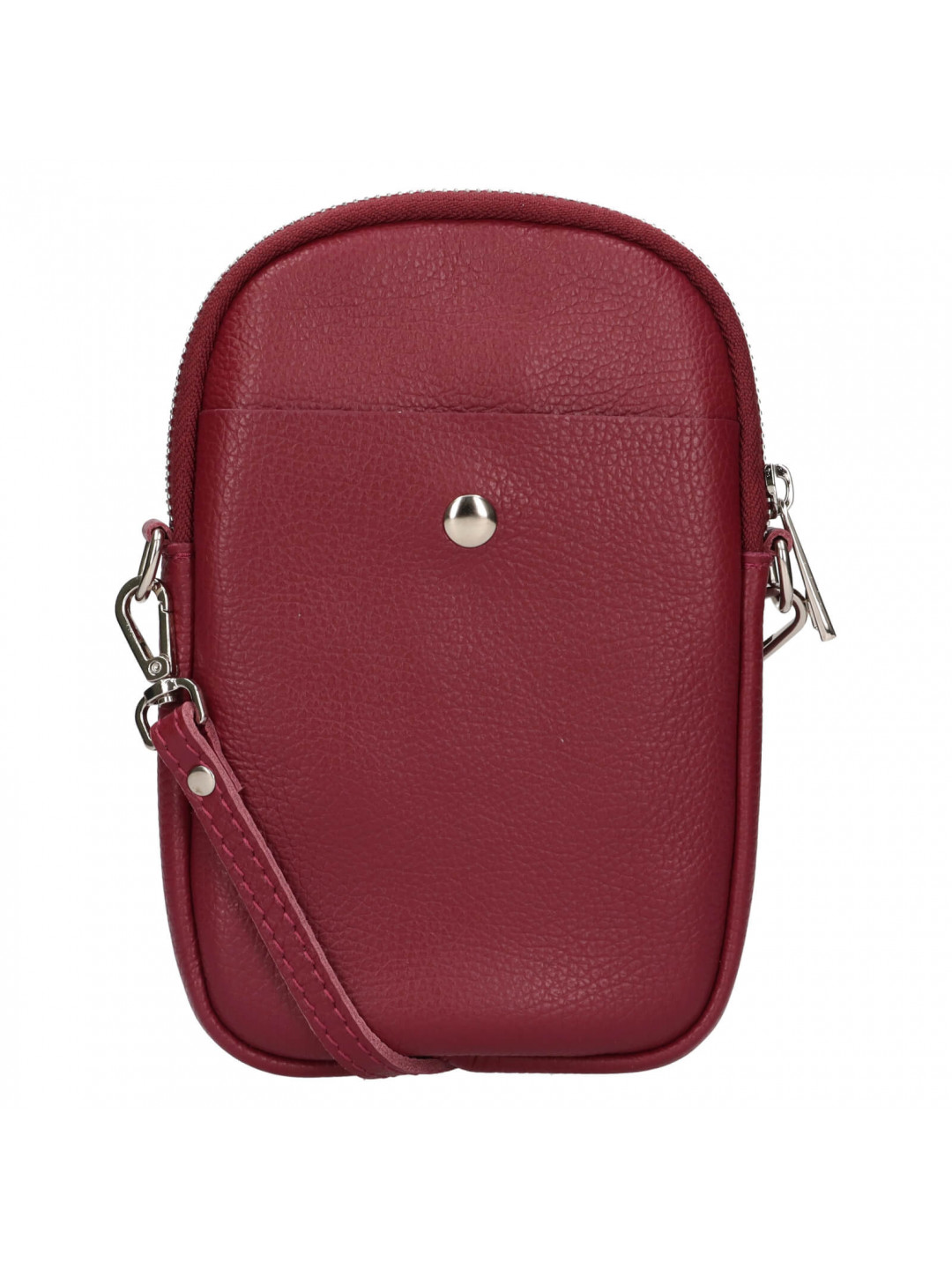 Dámská kožená kabelka na mobil a doklady Italia Monea – vínová